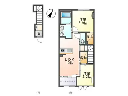 サンシャインA(2LDK/2階)の間取り写真