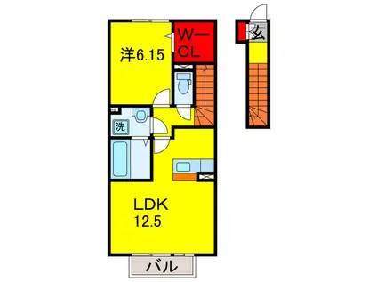 エイトフレア稲荷台(1LDK/2階)の間取り写真