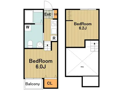 アインス(1K/2階)の間取り写真