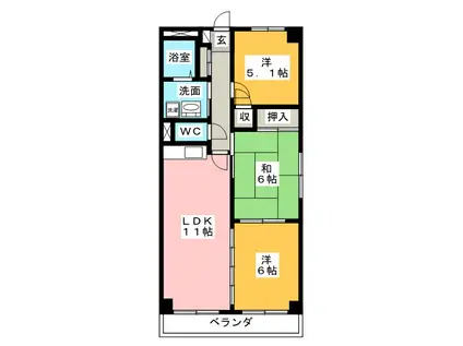 クレアージュ小田(3LDK/3階)の間取り写真