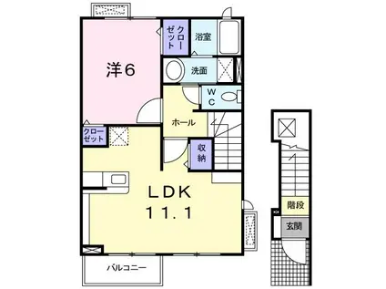 シュヴェスタ- II(1LDK/2階)の間取り写真