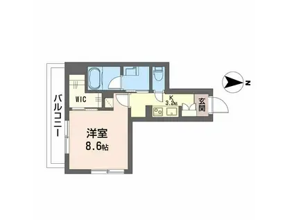 ウエストハイツ(1K/2階)の間取り写真