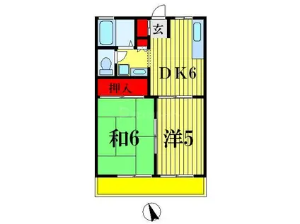 サファイアパレス(2DK/1階)の間取り写真