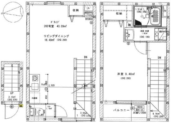 パークノート東日暮里(1LDK/2階)の間取り写真
