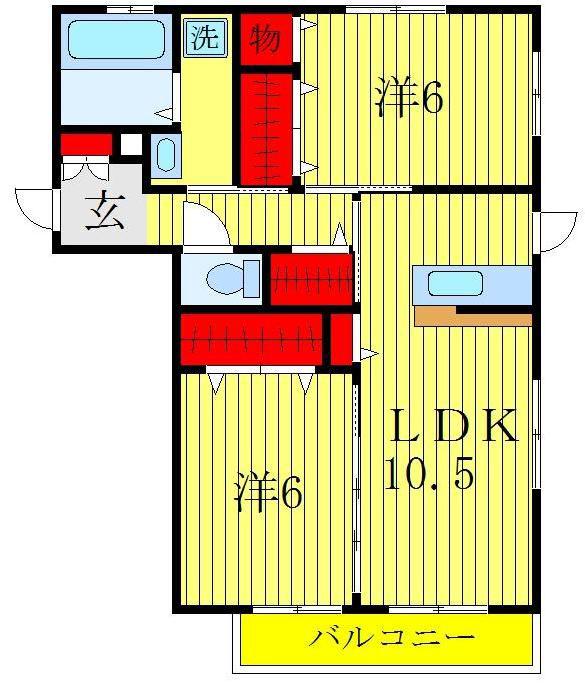 ベルツリーA(2LDK/1階)の間取り写真