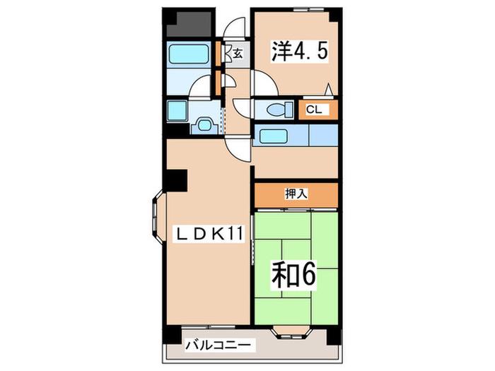 セントラーレ鳥が丘(2LDK/4階)の間取り写真