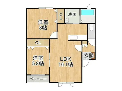 コルサN(2LDK/1階)の間取り写真