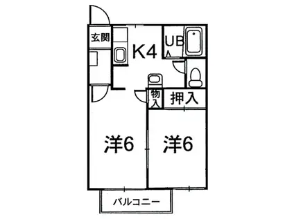 ロイヤルヒルズ津志田A(2K/1階)の間取り写真