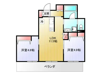 ハニー33(2LDK/2階)の間取り写真