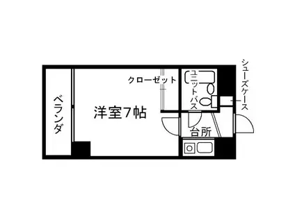 ビューテラス上町(1K/3階)の間取り写真