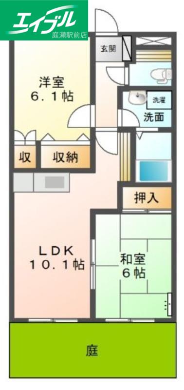 プロニティオオフク弐番館(2LDK/1階)の間取り写真