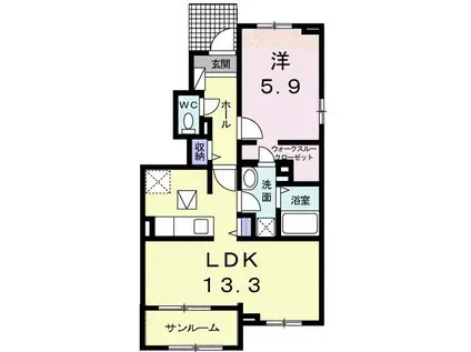 メルベージュ・II(1LDK/1階)の間取り写真