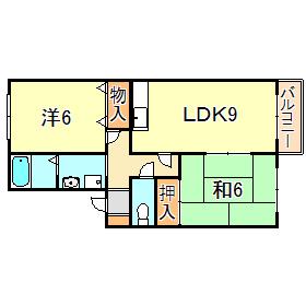 シティ長尾II(2LDK/2階)の間取り写真