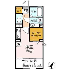 ロードサイド葵 A(ワンルーム/2階)の間取り写真
