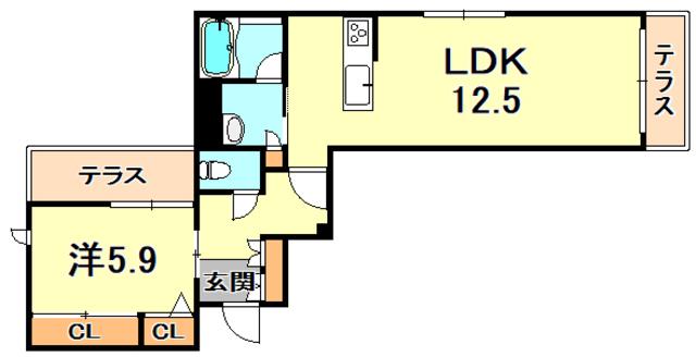 ポルテ ボヌール(1LDK/1階)の間取り写真