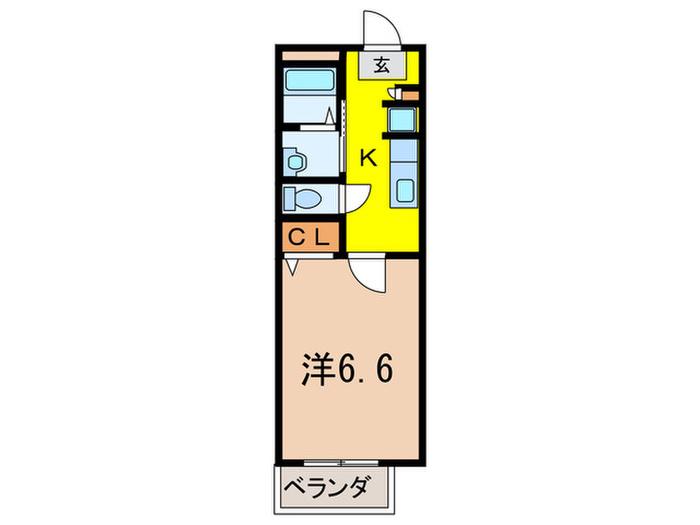 HILLCREST(1K/2階)の間取り写真