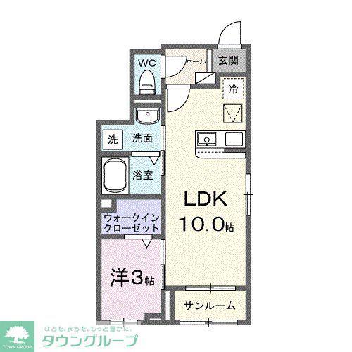 ヒカルサ羽生 サウス(1LDK/1階)の間取り写真