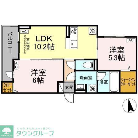 セレスティア谷中(2LDK/3階)の間取り写真