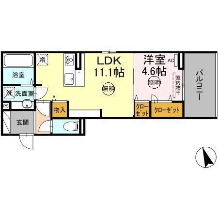D-RESENA松山(1LDK/3階)の間取り写真