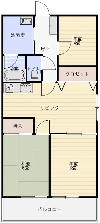 プロシード越沼(3DK/4階)の間取り写真