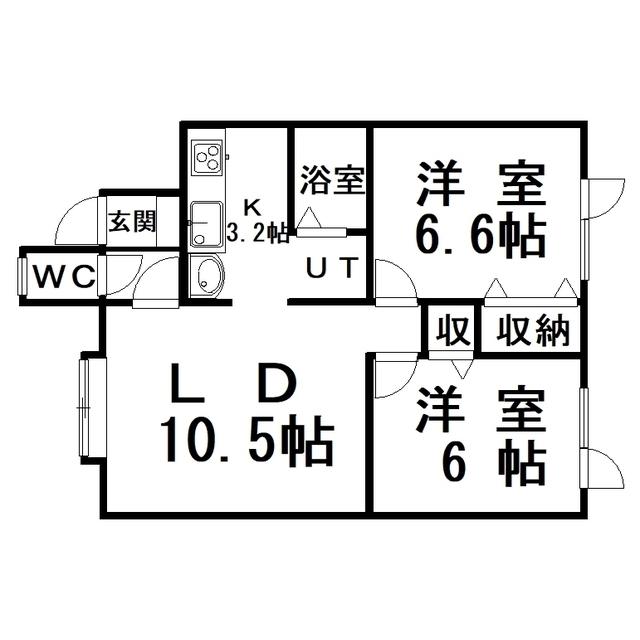 コンフォート入江(2LDK/2階)の間取り写真