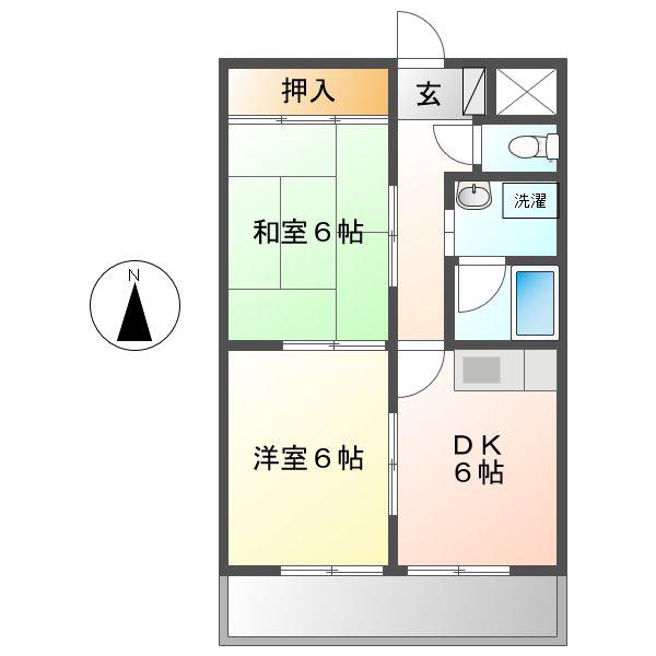 サンモールタナカ(2DK/5階)の間取り写真