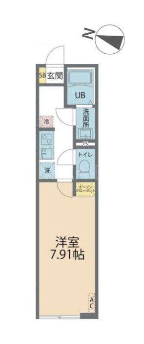 カインドネス相模大野III(1K/2階)の間取り写真