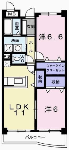 メゾン・ド・フレール(2LDK/2階)の間取り写真