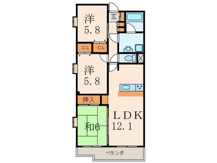 CITY LIGHTS(3LDK/2階)の間取り写真