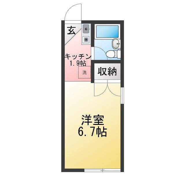 サニーハイツ(1K/2階)の間取り写真