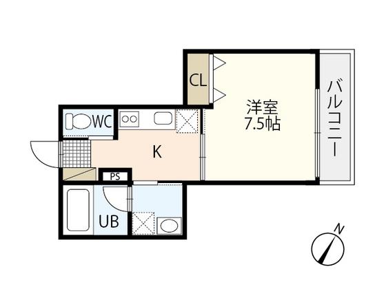 PLEIN SOLEIL 古江西町(1K/1階)の間取り写真