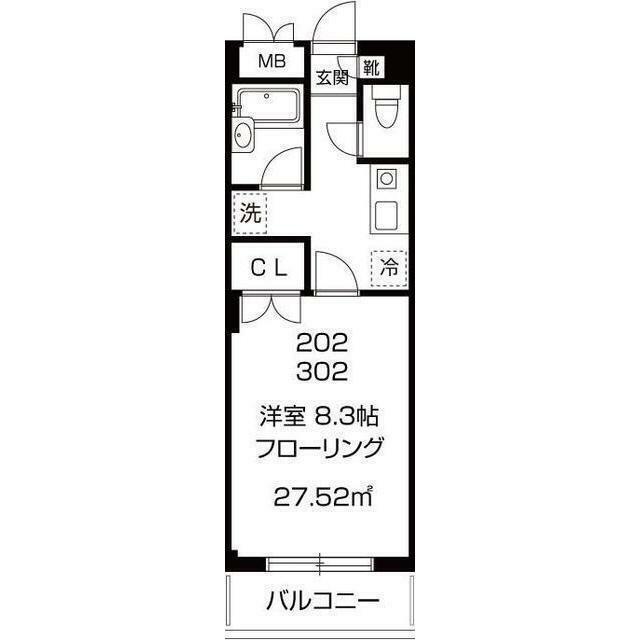 アメニティ三軒茶屋(1K/2階)の間取り写真