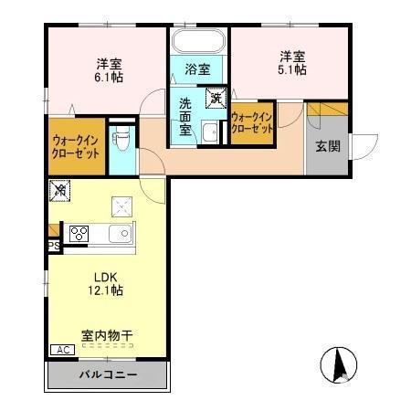 ヴィンヤード(2LDK/1階)の間取り写真