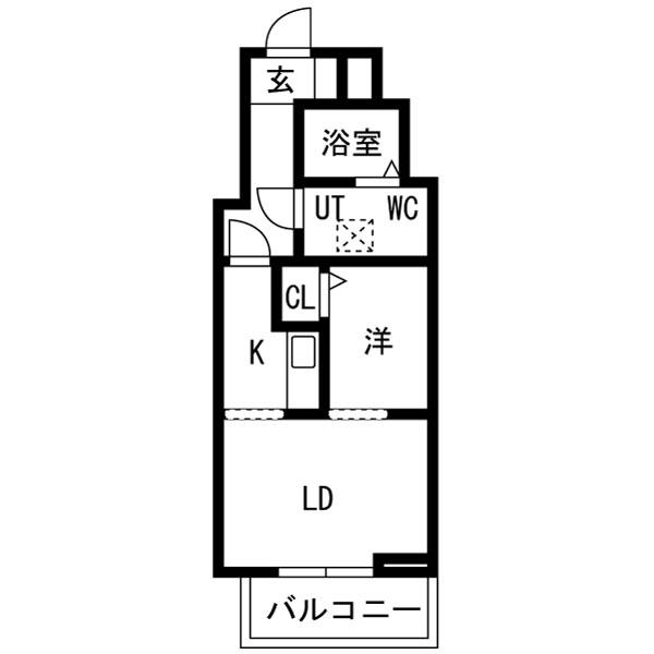 メリディアン川平壱番館(1LDK/3階)の間取り写真