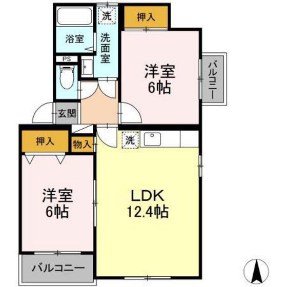 ピュアステージIII(2LDK/1階)の間取り写真