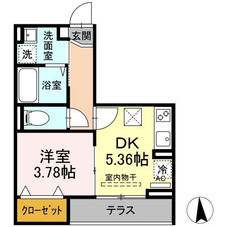 グリシーヌ(1DK/1階)の間取り写真