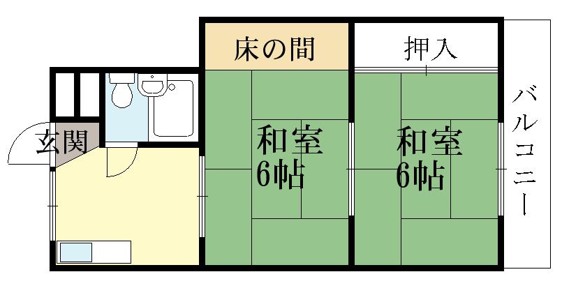 トアベルデュール(2DK/1階)の間取り写真