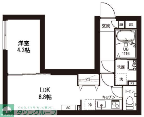 レピュア曙橋駅前レジデンス(1LDK/5階)の間取り写真