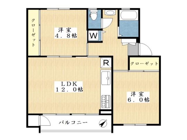 たまプラーザ団地1-2(2LDK/1階)の間取り写真