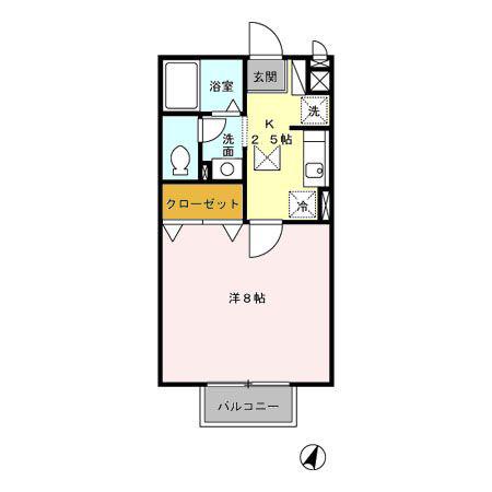 セジュールM3(1K/1階)の間取り写真