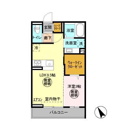 FLEURA(1LDK/2階)の間取り写真
