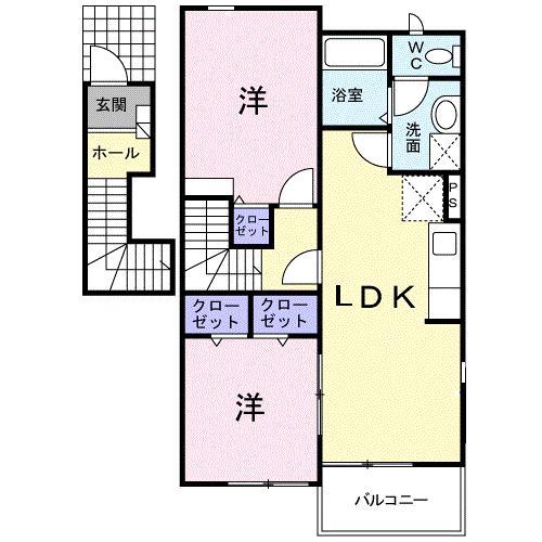ジェルメコリーヌ(2LDK/2階)の間取り写真