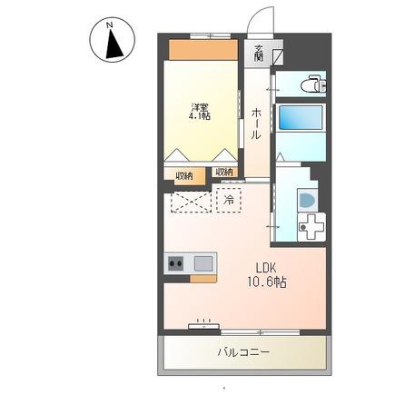 アリエス八本松(1LDK/3階)の間取り写真