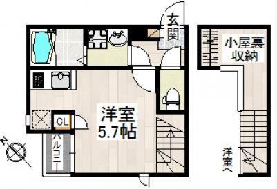 CB大和田スリージェ(1K/2階)の間取り写真