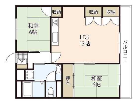 アルパウエストヴィラII(2LDK/4階)の間取り写真