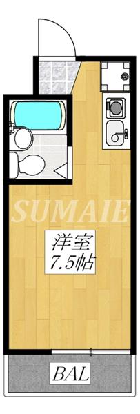 ハウスS赤羽(ワンルーム/2階)の間取り写真