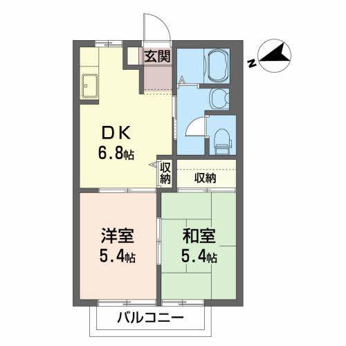 ペガサス勝平台(2DK/2階)の間取り写真