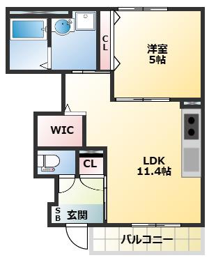 ルナテラス甲子園(1LDK/1階)の間取り写真