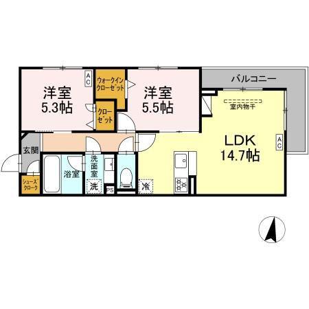 ジョイハイツ(2LDK/3階)の間取り写真