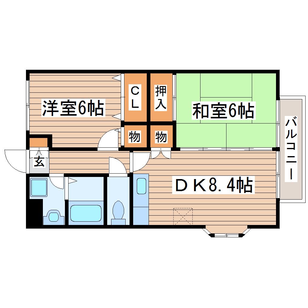 サイレントハウスA(2DK/1階)の間取り写真